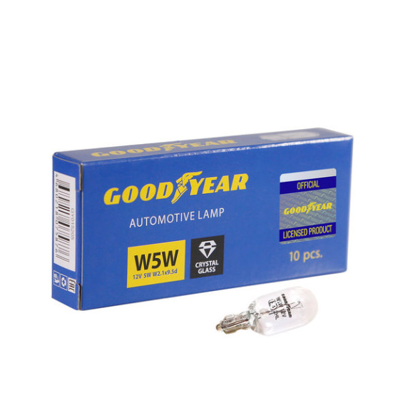 Автолампа GOODYEAR  12V  W5W  W2.1x9.5d  (коробка: 10шт.)