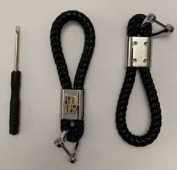 Брелок кожа плетенная  CADILLAC  Черный