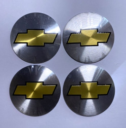 Этикетки на диски (метал)  диам. 56,5мм.  "CHEVROLET" серебро  (4 шт.)
