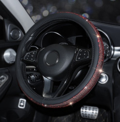 Оплетка на руль   Swarovski - М,  Черный с красными стразами