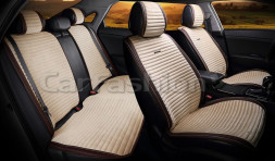 Комплект Накидок  «MONACO PLUS»  Коричневый/Бежевый/Бежевый  (велюр премиум класса/экокожа)