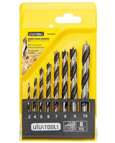 Набор сверл по дереву 8шт, 3-10мм
