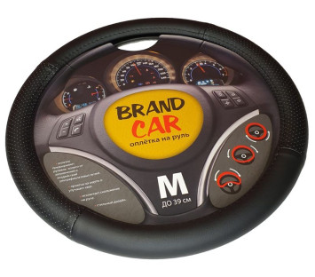 Оплетка на руль   BRENDCAR  &quot;TOUR&quot; - М,  Чёрный/Чёрный (экокожа/перфорация)
