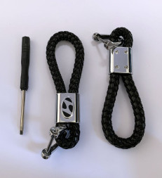 Брелок кожа плетенная  HYUNDAI  Черный