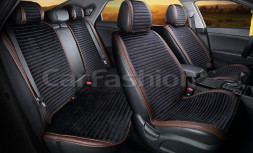 Комплект Накидок  «MONACO PLUS»  Коричневый/Черный/Коричневый  (велюр премиум класса/экокожа)