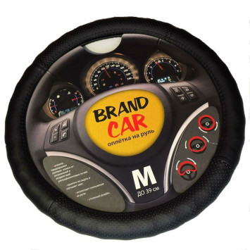 Оплетка на руль   BRENDCAR  &quot;TREND&quot; - М,  Чёрный (экокожа/перфорация)