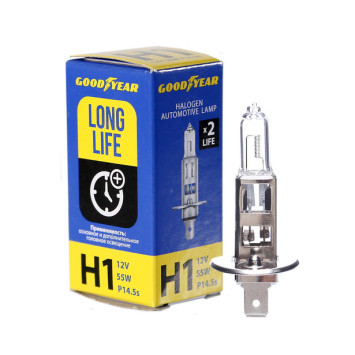 Автолампа GOODYEAR  12V  Н1  55W  P14,5s  Long Life - увеличенный срок службы  (картон)