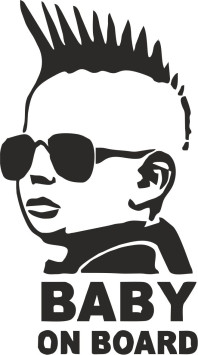 Наклейка &quot;BABY ON BORD Ирокезы&quot;  15x8см.  Белый  (ребенок в машине)