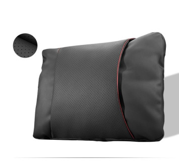 Подушка  под поясницу Carlife  экокожа NAPPA  Черный с красной строчкой