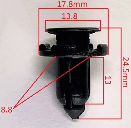 Клипсы  В=24,5 / Ш=17,8 мм.  (цена за упак. 10шт.)