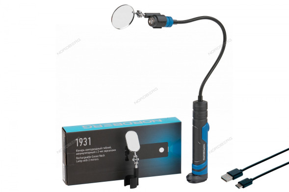 Гибкий аккумуляторный светодиодный фонарь NORDBERG 1931 с 2-мя зеркалами