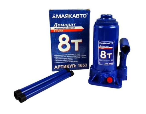Домкрат гидравл. телескоп  8т. в КАРТОН.уп. &quot;М5&quot; с клапаном  (под.200-385 мм)