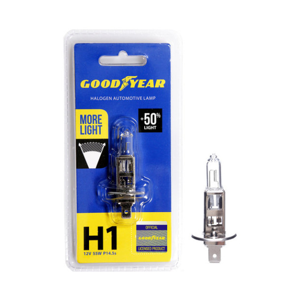 Автолампа GOODYEAR  12V  Н1  55W  P14,5s  More Light +50%   (блистер)
