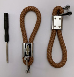 Брелок кожа плетенная  CHEVROLET  Коричневый