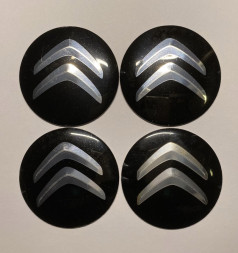 Этикетки на диски (метал)  диам. 56,5мм.  "CITROEN" черный  (4 шт.)