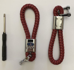 Брелок кожа плетенная  LADA  Красный
