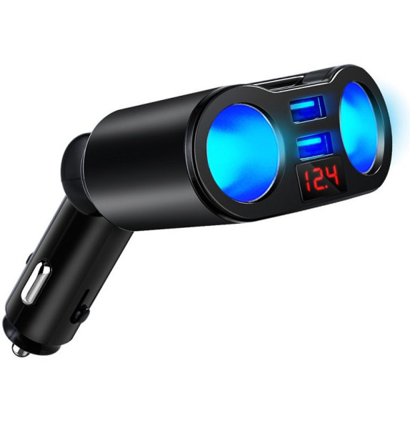 Разветвитель прикуривателя  2+2USB qc3.0 быстрая зарядка + вольтметр