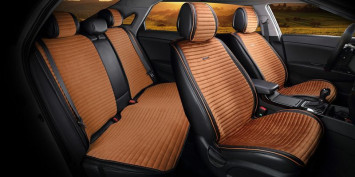 Комплект Накидок «MONACO PLUS» Чёрный/Коричневый/Коричневый (велюр премиум класса/экокожа)