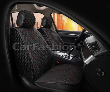 Накидки Фронт   «SULTAN FRONT»  Чёрный/Чёрный/Красный  (велюр премиум класса/экокожа)