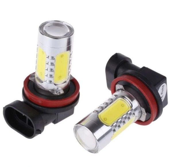 SOLAR  Свет-од  12V  H11 4 COB + 1 Cree диод ЛИНЗА, белая, 12V