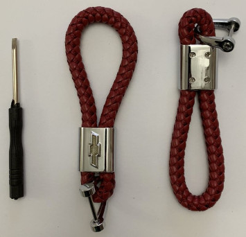 Брелок кожа плетенная  CHEVROLET  Красный