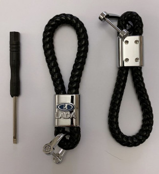 Брелок кожа плетенная  LADA  Черный