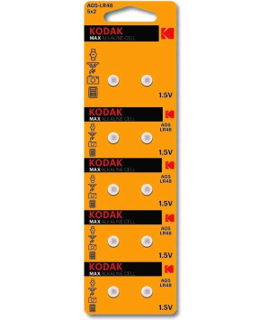 Батарейки Kodak   часовые AG5 (393)  LR754, LR48  цена за 10шт.