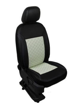 Чехлы «ATOM LEATHER РОМБ», чёрный/белый/белый (Экокожа)