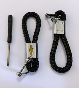 Брелок кожа плетенная  CHEVROLET  Черный