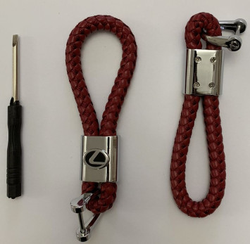 Брелок кожа плетенная  LEXUS  Красный