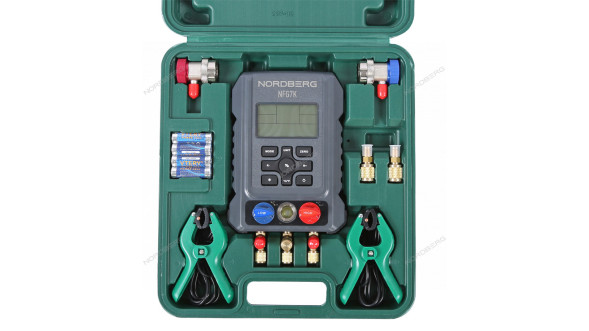 Электронный манометрический коллектор NORDBERG NFG7K со шлангами и муфтами в кейсе