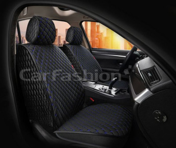 Накидки Фронт   «SULTAN FRONT»  Чёрный/Чёрный/Синий  (велюр премиум класса/экокожа)