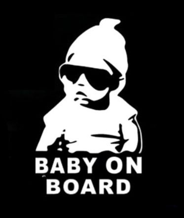 Наклейка &quot;BABY ON BORD&quot;  15x9см.  Белый  (ребенок в машине)