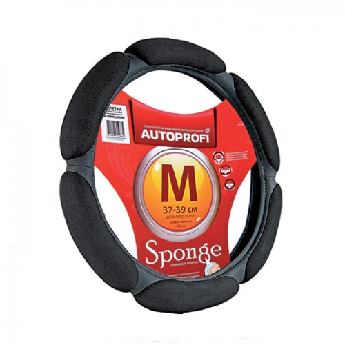 Оплетка на руль  Autoprofi  5026 BK S  черный /6 подушек ,поролон с памятью / алькантара