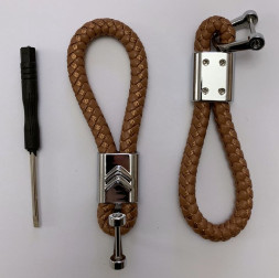 Брелок кожа плетенная  CITROEN  Коричневый