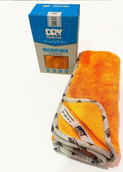 Полотенце для сушки поверхности  Dry Monster PREMIUM (50x60cm) Оранжевый (двойная крученная петля)
