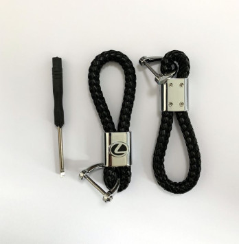 Брелок кожа плетенная  LEXUS  Черный