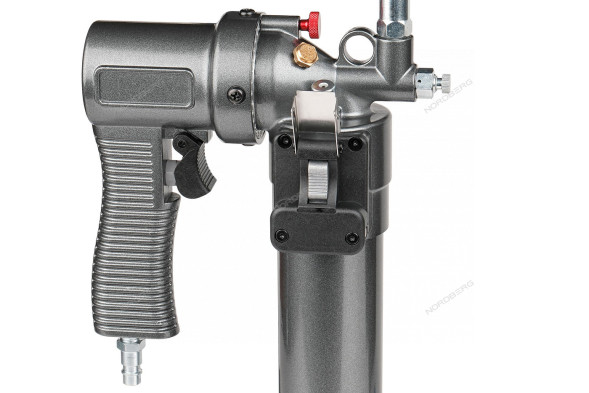 Шприц пневматический NORDBERG NO3402 для густой смазки с быстросъёмным соединением головки на тубу и поворотом рукоятки (400 мл) 