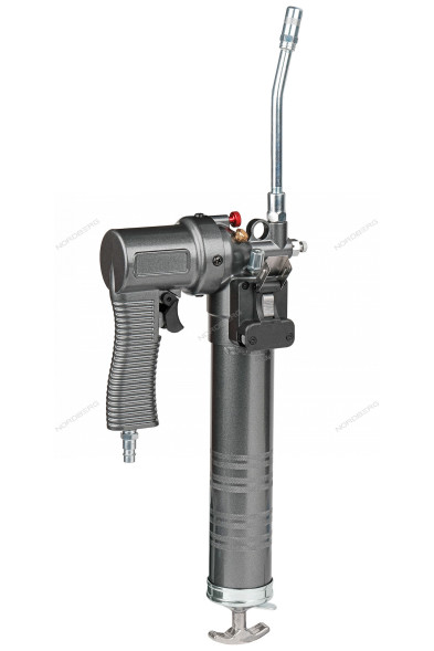 Шприц пневматический NORDBERG NO3402 для густой смазки с быстросъёмным соединением головки на тубу и поворотом рукоятки (400 мл) 