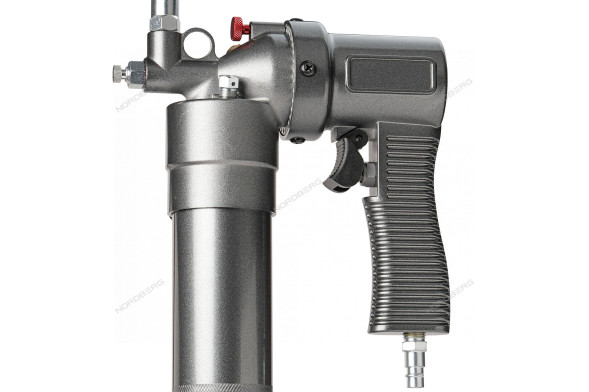 Шприц пневматический NORDBERG NO3402 для густой смазки с быстросъёмным соединением головки на тубу и поворотом рукоятки (400 мл) 