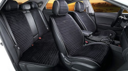 Комплект Накидок  «MONACO PLUS»  Чёрный/Чёрный/Белый  (велюр премиум класса/экокожа)