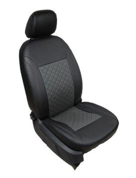 Чехлы «ATOM LEATHER РОМБ», чёрный/серый/серый (Экокожа)