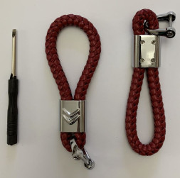 Брелок кожа плетенная  CITROEN  Красный