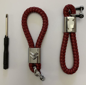 Брелок кожа плетенная  CITROEN  Красный