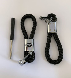 Брелок кожа плетенная  MAZDA  Черный