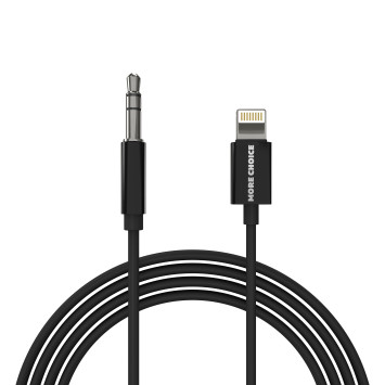 Кабель стерео More Choice UK22i   AUX-Lightning  2м. черный