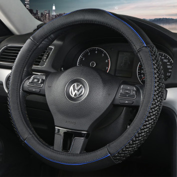 Оплетка на руль Carlife "Rondo" М, Чёрный/Синий