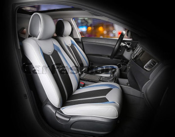 Накидки Фронт  «URBAN»  Серый/Чёрный/Синий  (твид экстра-класса/экокожа)