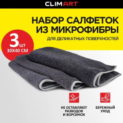 Салфетки из микрофибры &quot;Clim Art&quot; для деликатных поверхностей 30x40 (3шт)