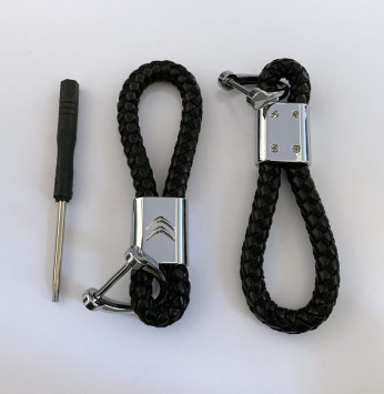 Брелок кожа плетенная  CITROEN  Черный